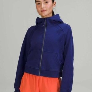 Blue Cropped Lululemon Scuba Zip Up Hoodie